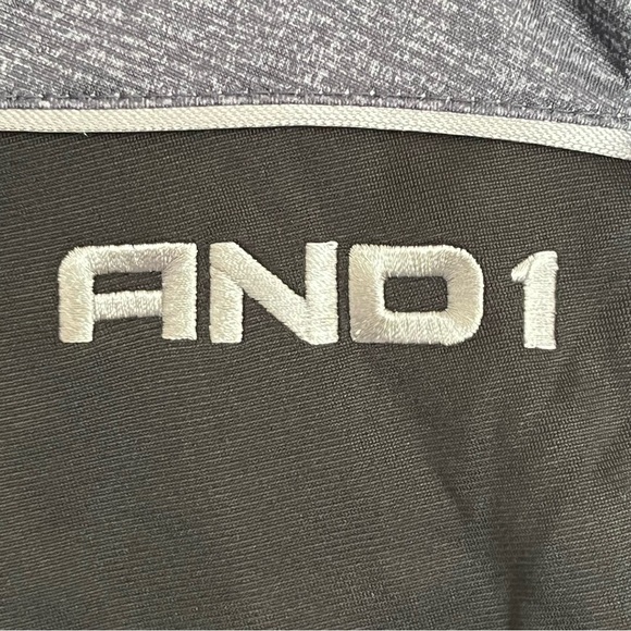 AND1 Men's Small Athletic Track Jacket Full Zip Black Gray Colorblock Athleisure - Picture 9 of 11